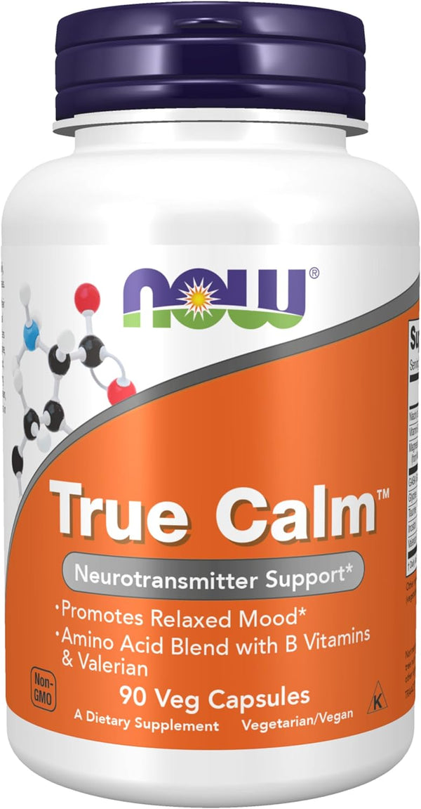 NOW Supplements, True Calm™, Amino Acid blend with B Vitamins & Valerian , 90 Veg Capsules