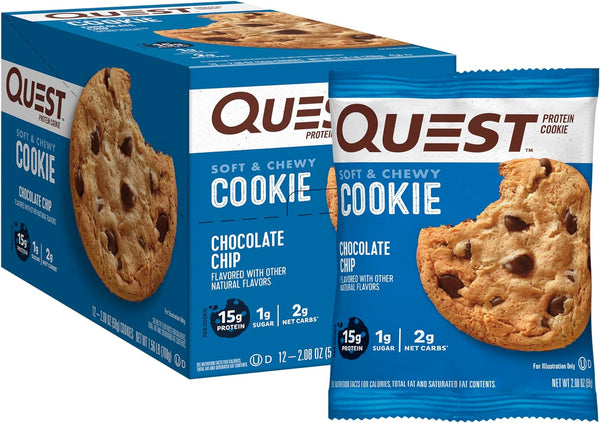 Quest Nutrition Chocolate Chip Protein Cookie, Low Carb, 12 Count