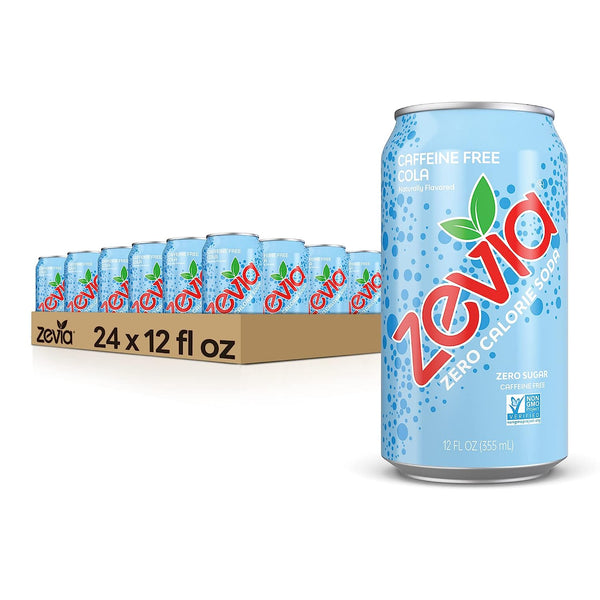 Zevia Zero Calorie Soda, Caffeine Free Cola, 12oz (24 Pack)