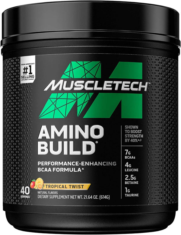 MuscleTech Amino Build, BCAAs + Electrolytes, Tropical Twist (40 Servings)