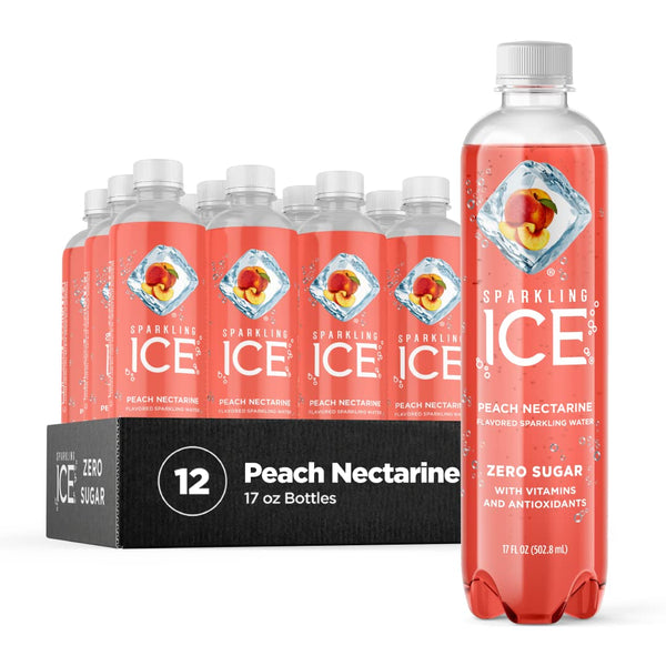 Sparkling Ice, Peach Nectarine Sparkling Water, Zero Sugar Flavored Water, 17oz (12 Pack)