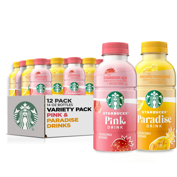 Starbucks Pink & Paradise Drink & Coconut Milk Variety Pack, 14oz (12 Pack)