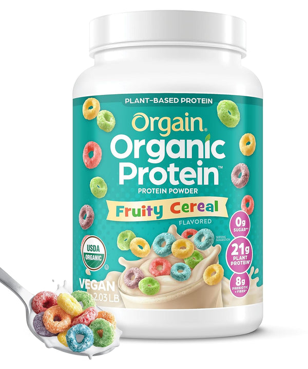 Orgain Organic Vegan Protein Powder, Fruity Cereal 21g, 2.03 lb