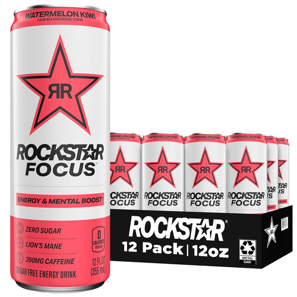 Rockstar Focus Energy Drink - Watermelon Kiwi | 12 Pack