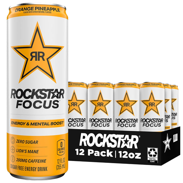 Rockstar Focus Energy Drink - Orange Pineapple | 12 Pack