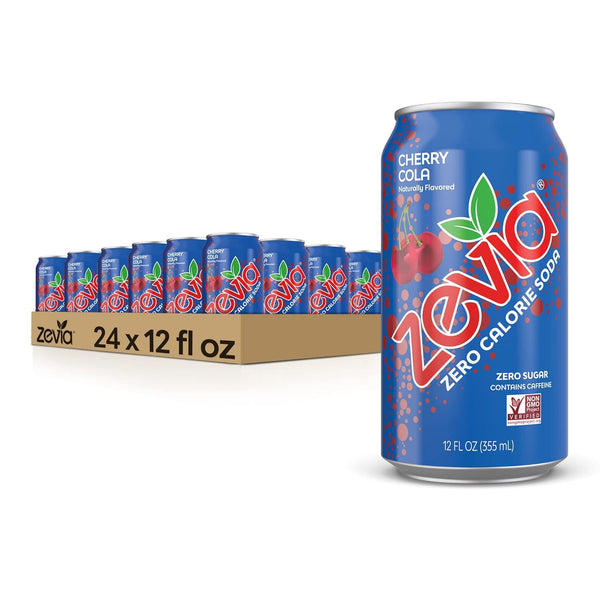 Zevia Zero Calorie Soda, Cherry Cola, 12oz Cans (24 Pack)