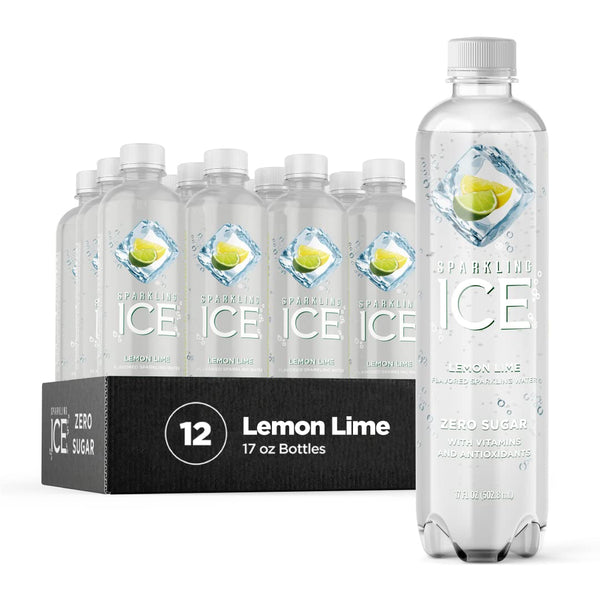 Sparkling Ice, Lemon Lime Sparkling Water, Zero Sugar Flavored Water, 17oz (12 Pack)