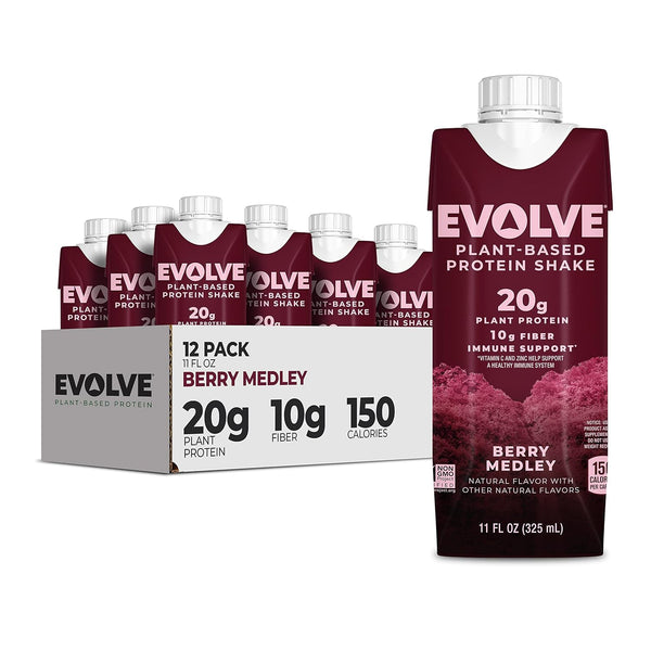 Evolve Plant Based Protein Shake - Berry Medley | 12 Pack