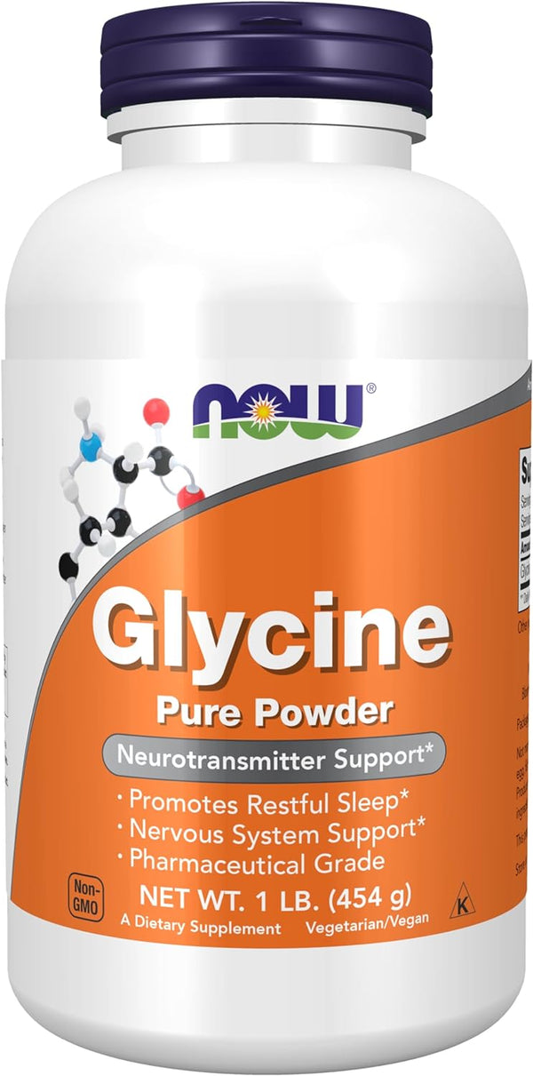 NOW Supplements, Glycine Pure Powder, Neurotransmitter Support, 1-Pound