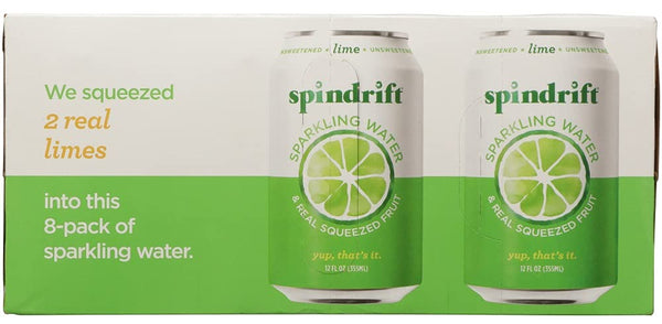 Spindrift Sparkling Water, Lime Flavored, 12oz, (24 Pack)