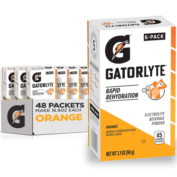 Gatorlyte Electrolyte Beverage, Orange, 16.9oz 48 Pack