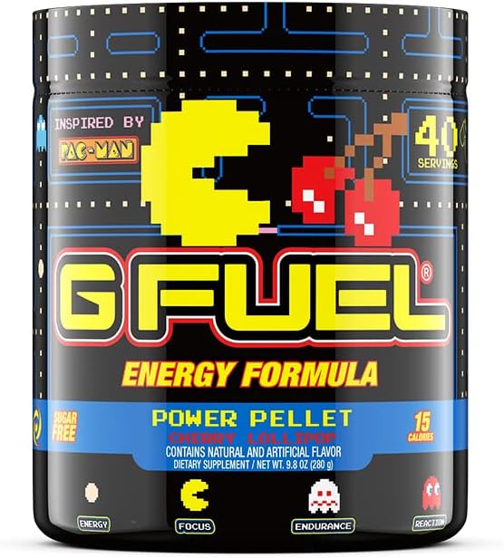 G Fuel Pac-Man Energy Powder, Cherry Lollipop Flavor, 7.4-9.8oz