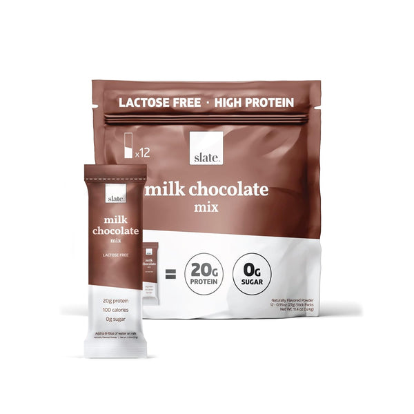 Slate Milk - 20g Protein Drink Mix, Milk Chocolate, (12 Pack)