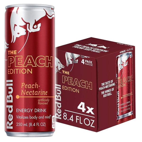 Red Bull Peach Nectarine, 8.4oz Cans, 4-12-24 Pack