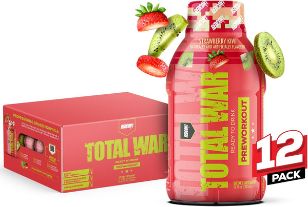 REDCON1 Total War Ready to Drink Preworkout, Strawberry Kiwi (12 Servings)