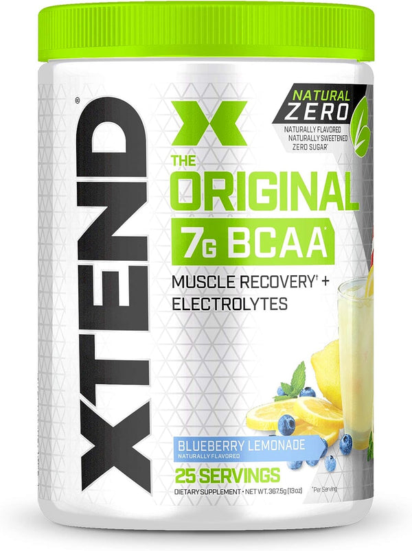 XTEND Natural Zero BCAA Powder Blueberry Lemonade 7g BCAAs for Men & Women 25 Servings