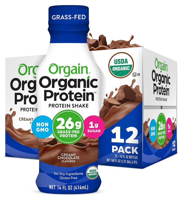 Orgain Organic Protein Shake, Creamy Chocolate - 26g Protein, 14 Fl Oz Pack of 12