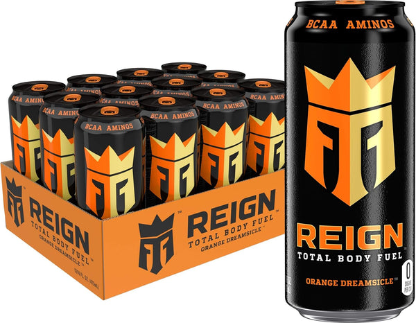 Reign Total Body Fuel, Orange Dreamsicle, Fitness & Performance Drink, 16oz (12 Pack)