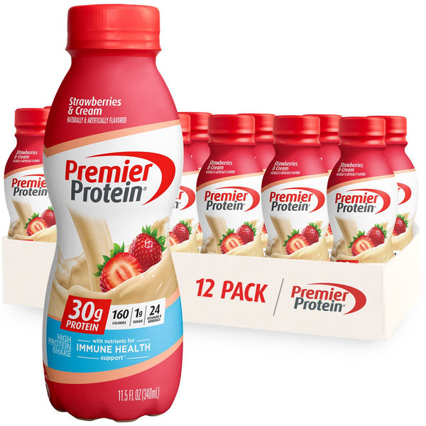 Premier Protein Shake, Strawberries & Cream, 30g Protein, 11.5oz (12 Pack)