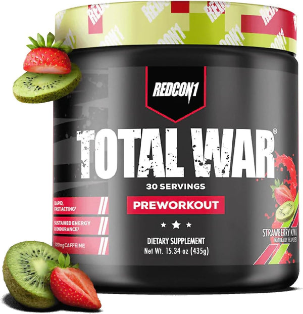 REDCON1 Total War Pre Workout Powder, Strawberry Kiwi Fast Acting (30 Servings)