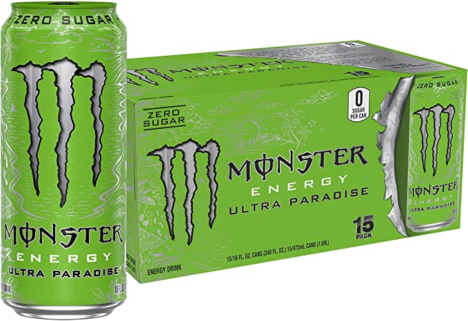 Monster Energy Ultra Paradise, Sugar Free Energy Drink, 16 Ounce (Pack of 15)