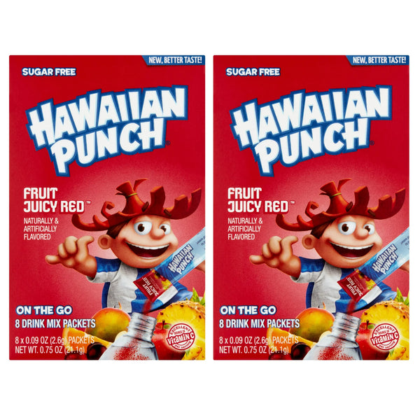 Hawaiian Punch Fruit Juicy Red Drink Mix, 0.09oz, (2-12 Pack)