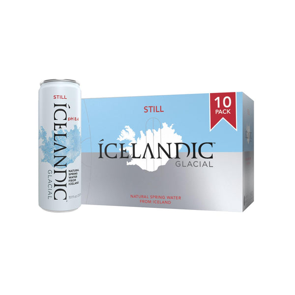 Icelandic Glacial Natural Spring Alkaline Water, 330 ml Cans, (10 pack)