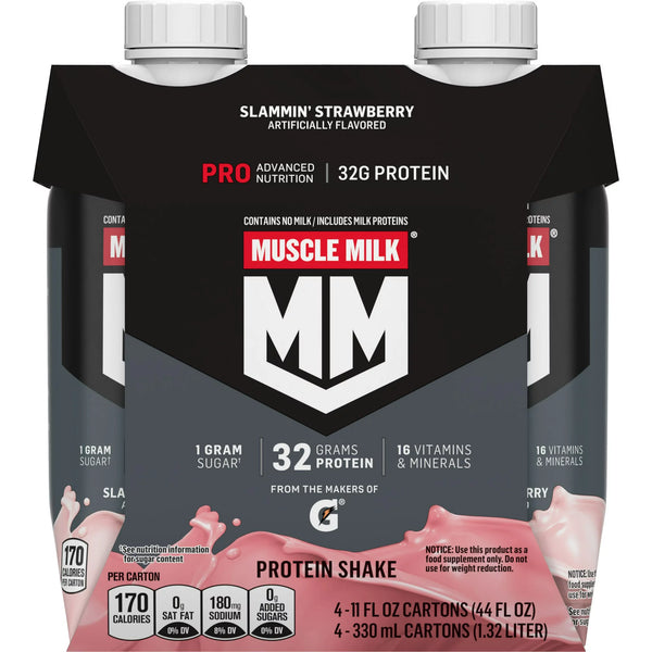 Muscle Milk Pro Protein Shake, Slammin' Strawberry, 11 fl oz, 4 Pack