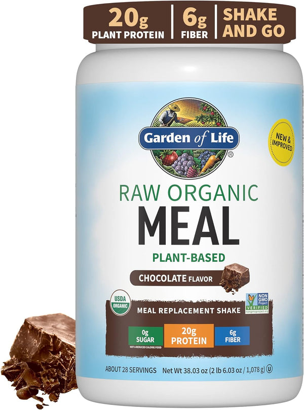 Garden of Life Raw Organic Meal Replacement Shakes Chocolate, 28 Servings