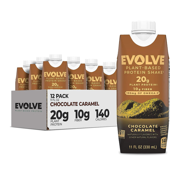 Evolve Plant Based Protein Shake - Chocolate Caramel | 12 Pack