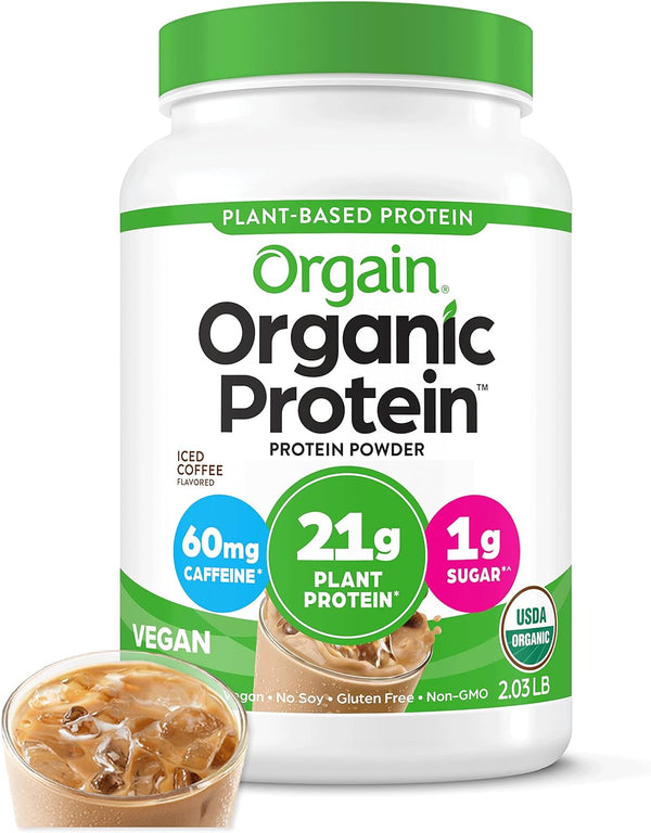 Orgain Organic Vegan Protein Powder, Iced Coffee 21g,2.03lb