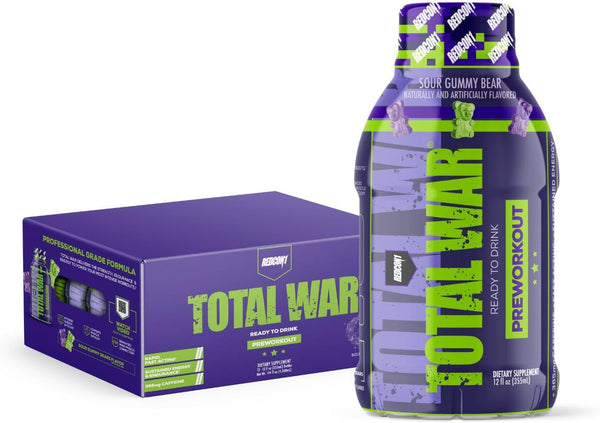 REDCON1 Total War Ready to Drink Preworkout, Sour Gummy Bear (12 Servings)