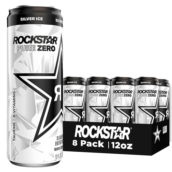 Rockstar Energy Drink Pure Zero - Silver Ice | 8 Pack