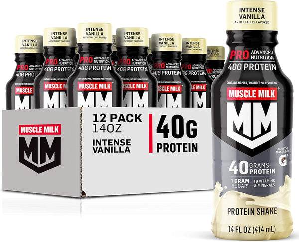 Muscle Milk Pro Advanced Nutrition Protein Shake, Intense Vanilla, 14 Fl Oz, 12 Pack