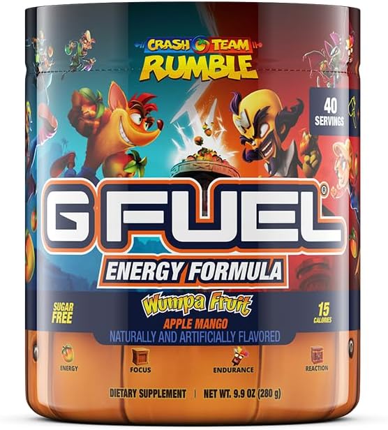 G Fuel Crash Team Rumble Energy Powder, Apple Mango Wumpa Fruit Flavor, 9.9oz