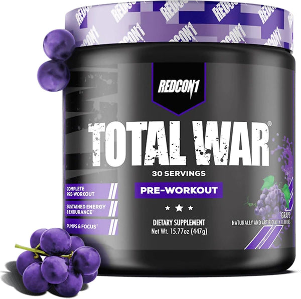 REDCON1 Total War Pre Workout Powder, Grape, Blood Flow (30 Servings)