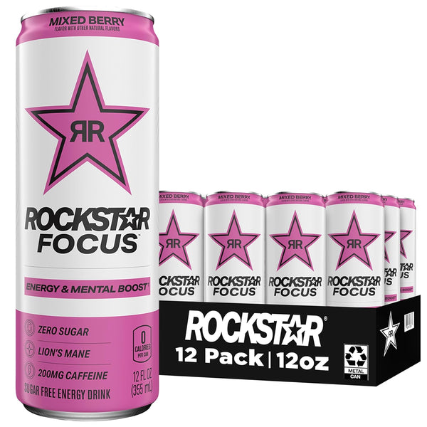 Rockstar Focus Energy Drink - Mixed Berry | 12 Pack