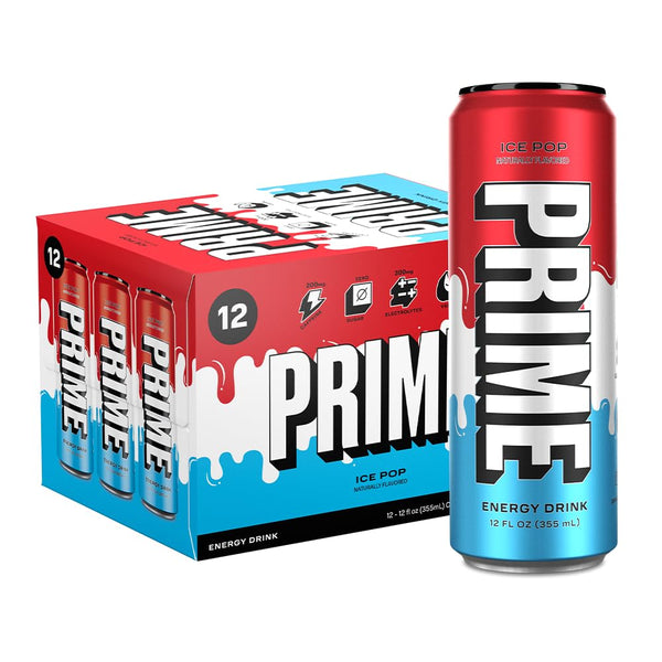 PRIME Energy ICE POP | Zero Sugar Energy Drink 12oz, 12 Pack