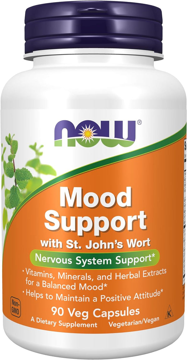 NOW Supplements, Mood Support with St. John's Wort, Nutrient and Herbal Extracts, 90 Veg Capsules