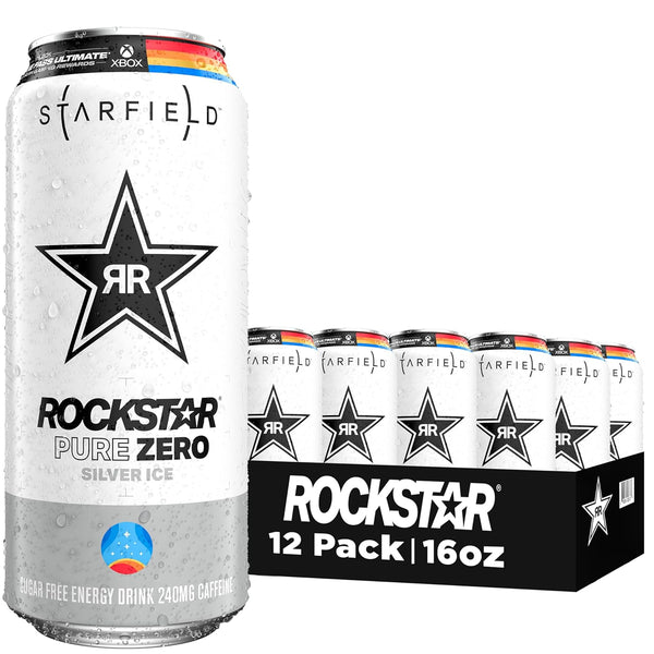 Rockstar Pure Zero Energy Drink - Silver Ice | 12 Pack