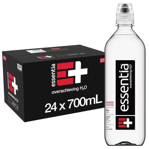 Essentia Bottled Water, Ionized Alkaline Water, 700mL | 24 Pack