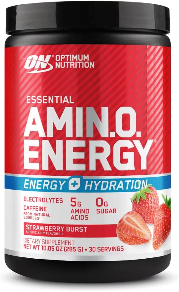 Optimum Nutrition Amino Energy Powder Plus Hydration, Strawberry Burst, 30 Servings