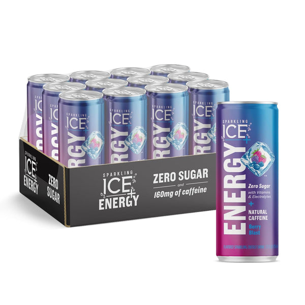 Sparkling Ice +ENERGY Berry Blast Sparkling Water, 12oz (12 Pack)