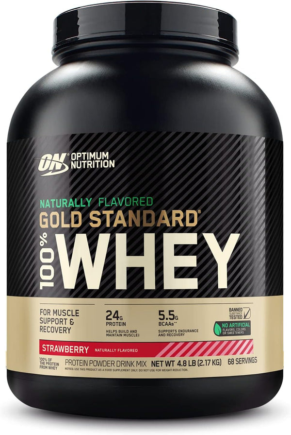 Optimum Nutrition Gold Standard 100% Whey Protein Powder, Strawberry, 4.8 Pound