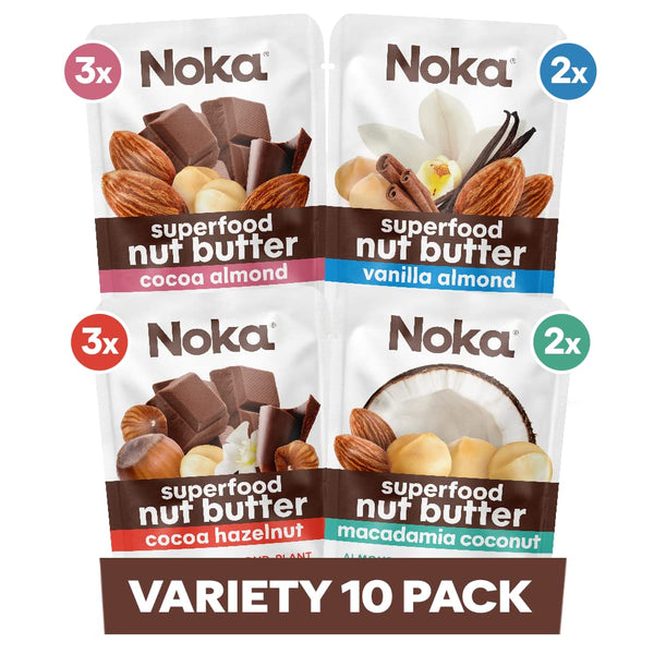 Noka Superfood Nut Butter Pouches Variety Pack, 1.15oz (10 Pack)