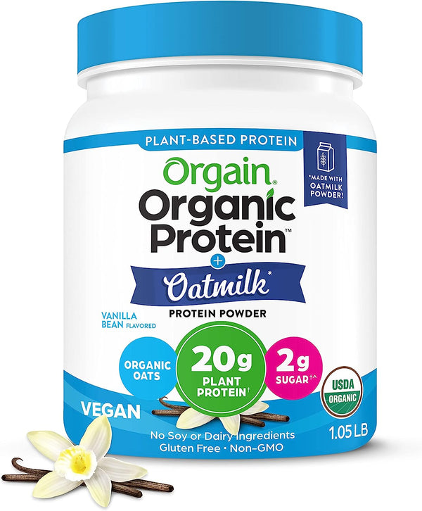 Orgain Organic Vegan Protein Powder, Vanilla Bean, 20g Plant Based Protein with Milk,  1.05lb