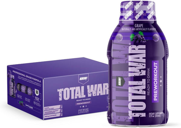 REDCON1 Total War Ready to Drink Pre Workout (Grape, 12 Servings)