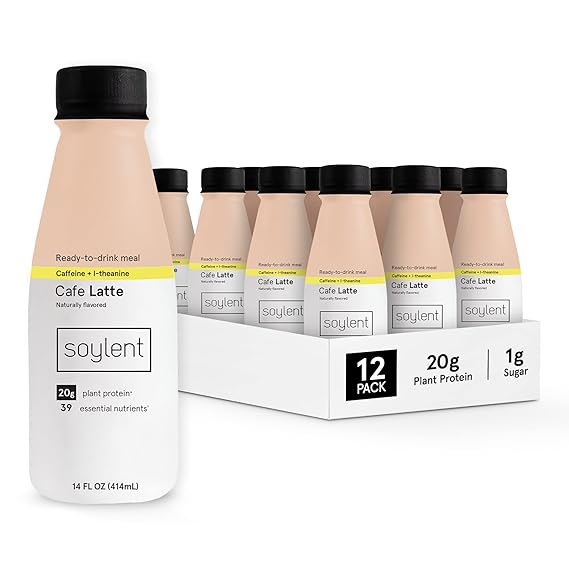 Soylent Protein Shake, Cafe Latte, 14oz, (12 Pack)