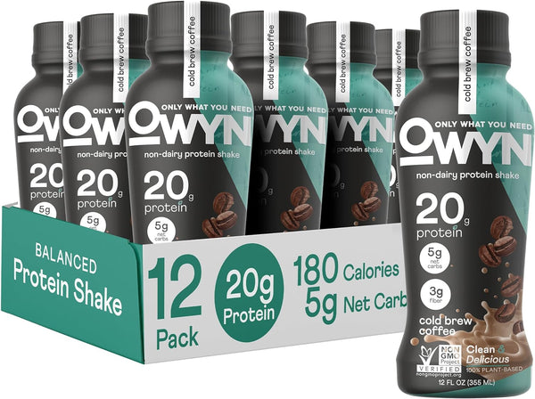 Owyn Plant Based Protein Shake, 20g, (Cold Brew Coffee, 12 Pack)