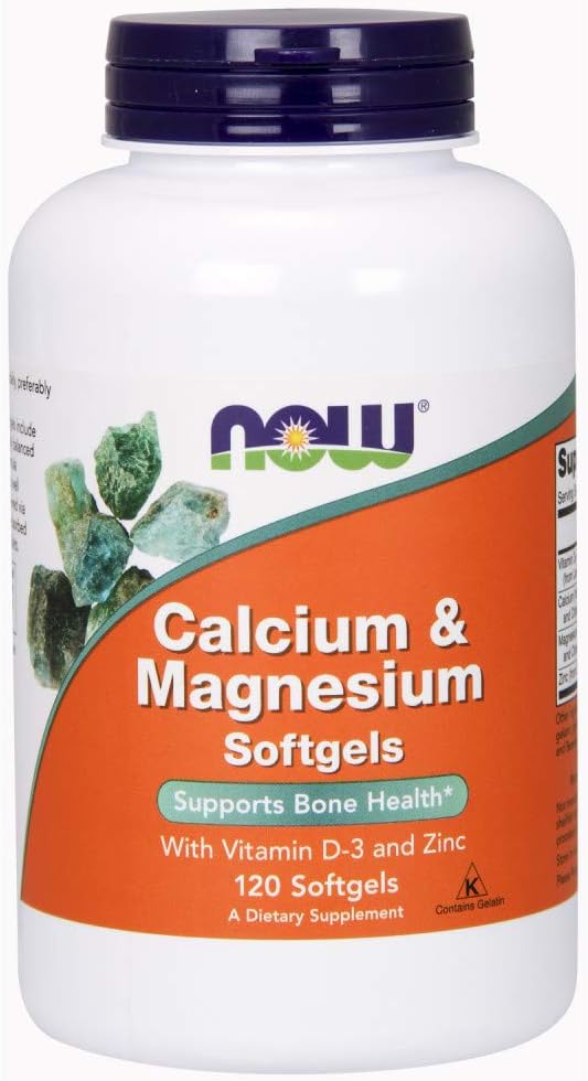 NOW Supplements, Calcium & Magnesium with Vitamin D-3 and Zinc, Supports Bone Health*, 120 Softgels